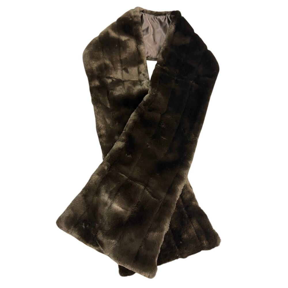 Studio 36 Women's Scarf 58" OS Brown Faux Fur Winter Wedding Formal Holiday